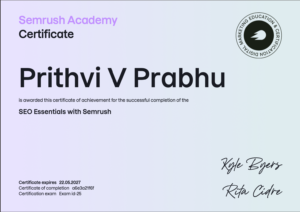 Semrush Certificate